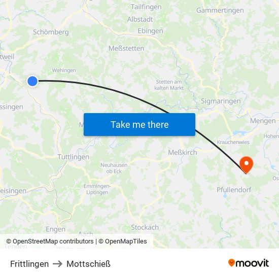 Frittlingen to Mottschieß map