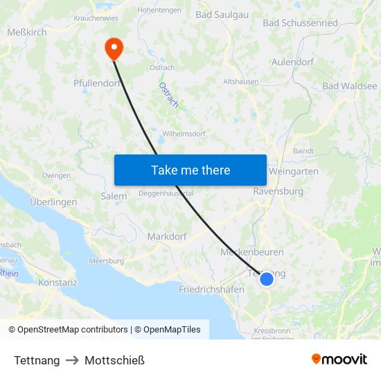 Tettnang to Mottschieß map