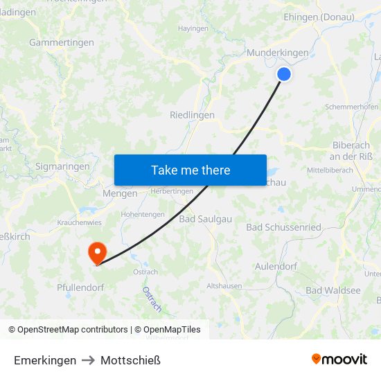 Emerkingen to Mottschieß map