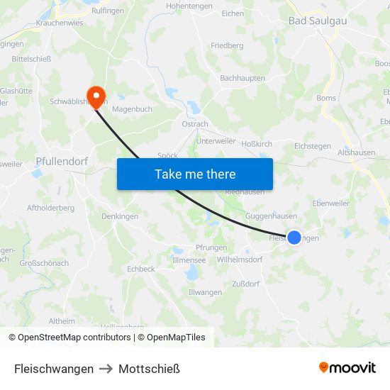 Fleischwangen to Mottschieß map