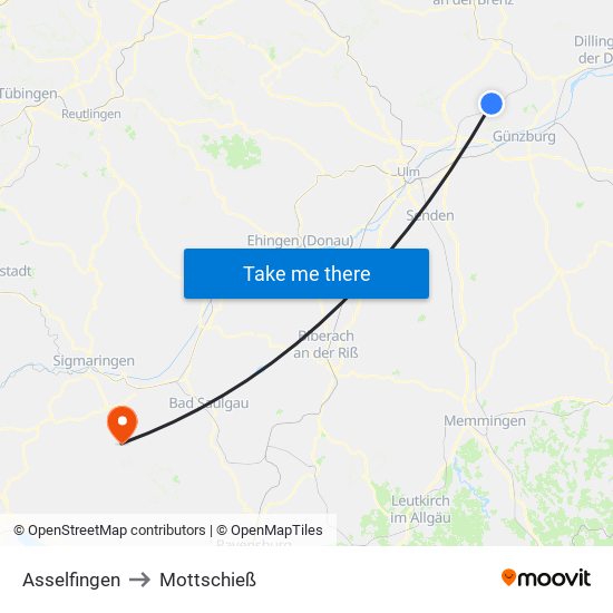 Asselfingen to Mottschieß map