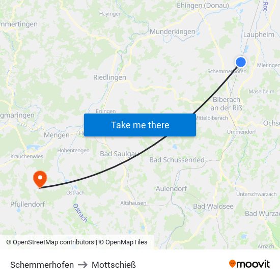 Schemmerhofen to Mottschieß map