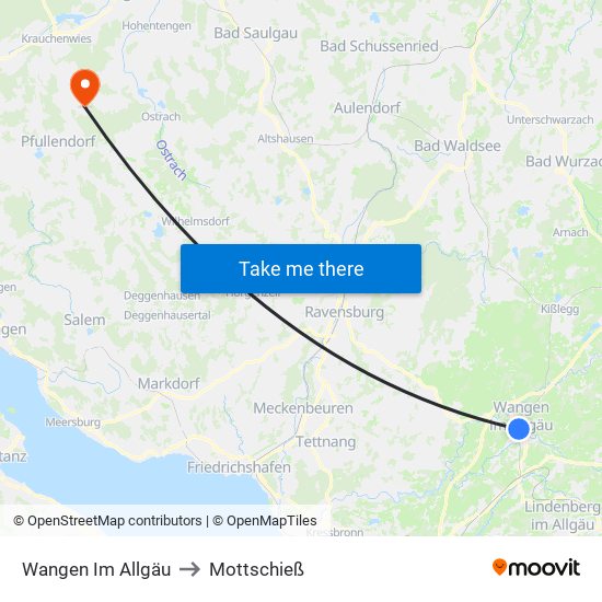 Wangen Im Allgäu to Mottschieß map