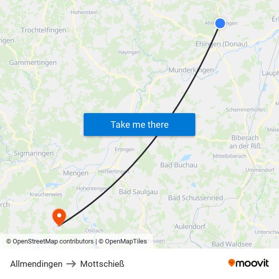 Allmendingen to Mottschieß map