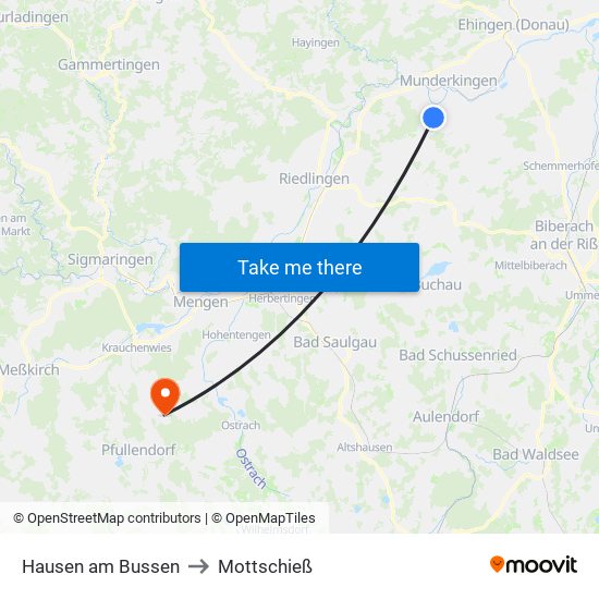 Hausen am Bussen to Mottschieß map