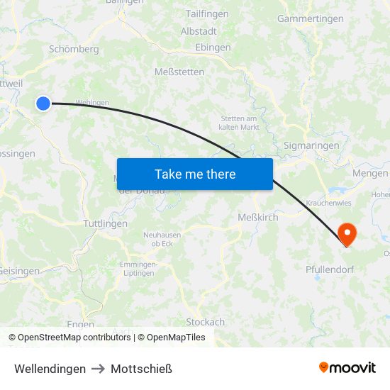 Wellendingen to Mottschieß map