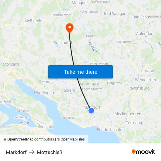 Markdorf to Mottschieß map