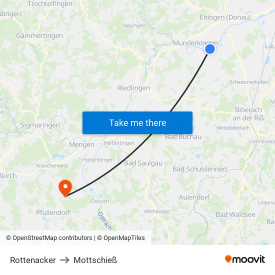 Rottenacker to Mottschieß map