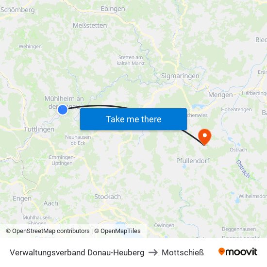 Verwaltungsverband Donau-Heuberg to Mottschieß map