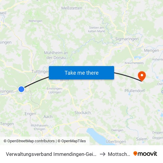 Verwaltungsverband Immendingen-Geisingen to Mottschieß map