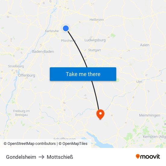 Gondelsheim to Mottschieß map