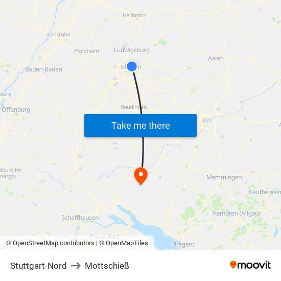Stuttgart-Nord to Mottschieß map
