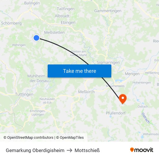 Gemarkung Oberdigisheim to Mottschieß map