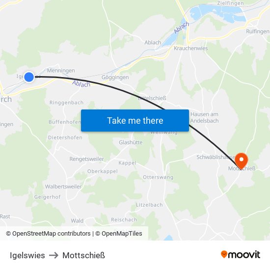 Igelswies to Mottschieß map
