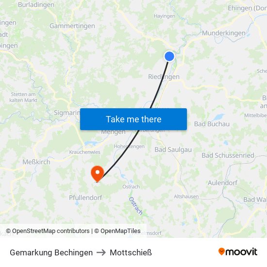 Gemarkung Bechingen to Mottschieß map