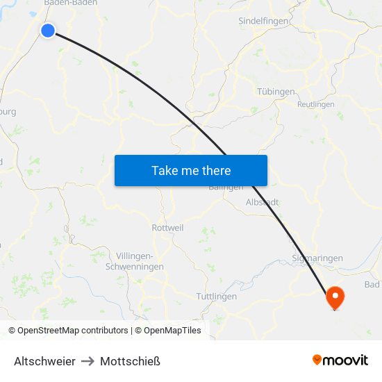 Altschweier to Mottschieß map