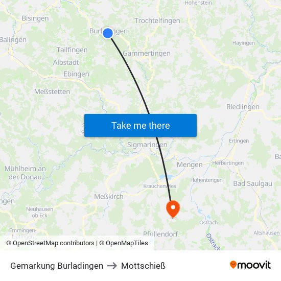 Gemarkung Burladingen to Mottschieß map