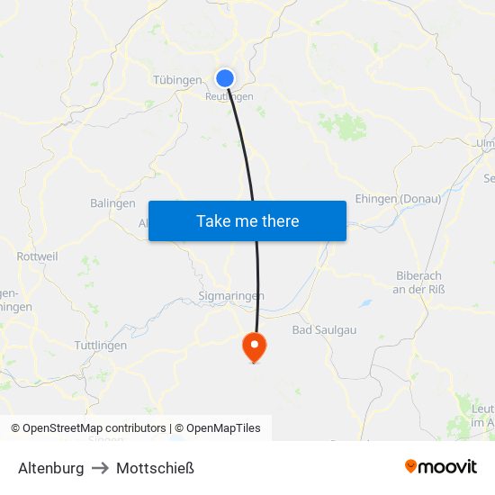 Altenburg to Mottschieß map