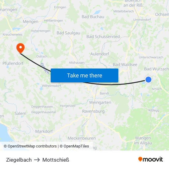 Ziegelbach to Mottschieß map