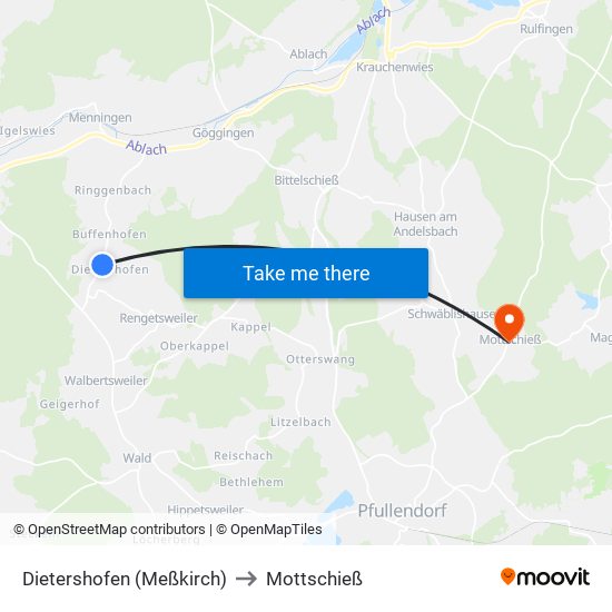 Dietershofen (Meßkirch) to Mottschieß map