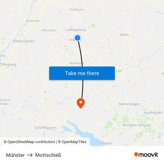 Münster to Mottschieß map