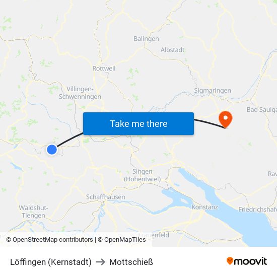 Löffingen (Kernstadt) to Mottschieß map