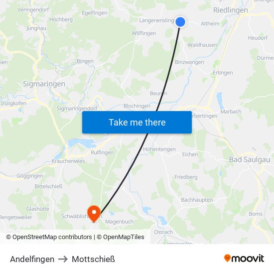 Andelfingen to Mottschieß map