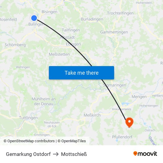 Gemarkung Ostdorf to Mottschieß map