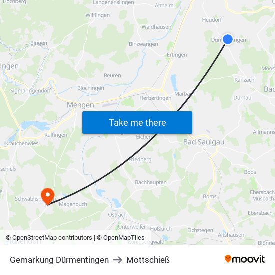 Gemarkung Dürmentingen to Mottschieß map