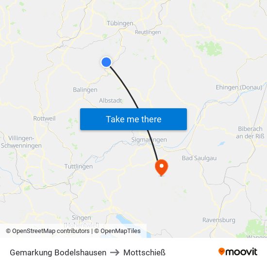 Gemarkung Bodelshausen to Mottschieß map