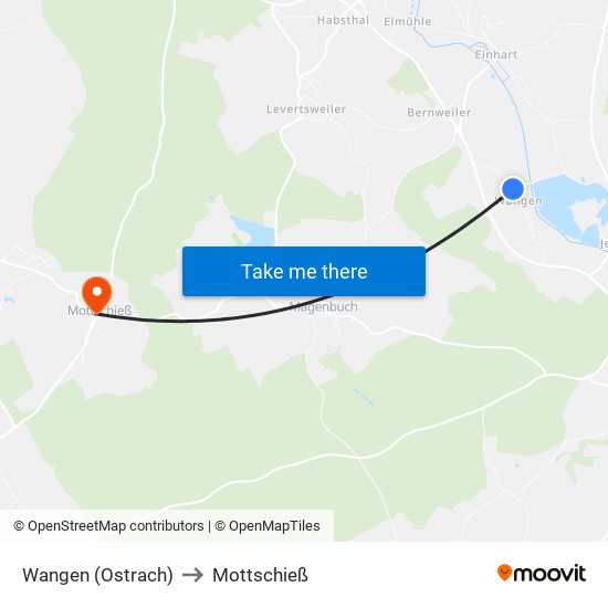 Wangen (Ostrach) to Mottschieß map