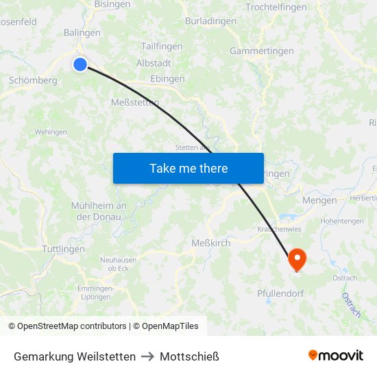 Gemarkung Weilstetten to Mottschieß map