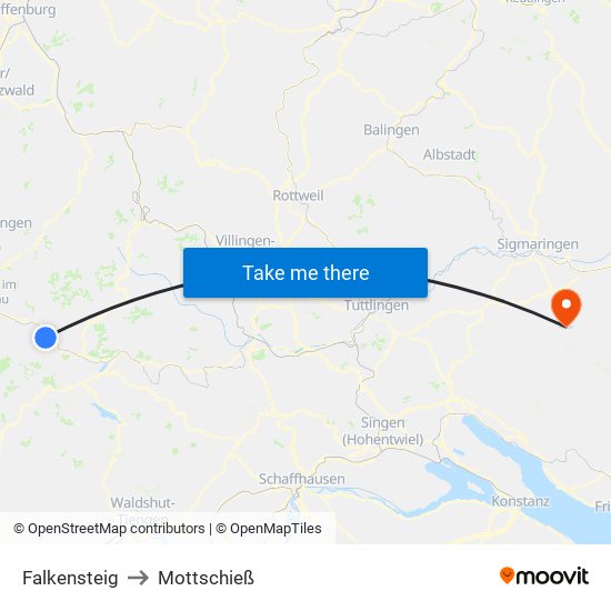 Falkensteig to Mottschieß map