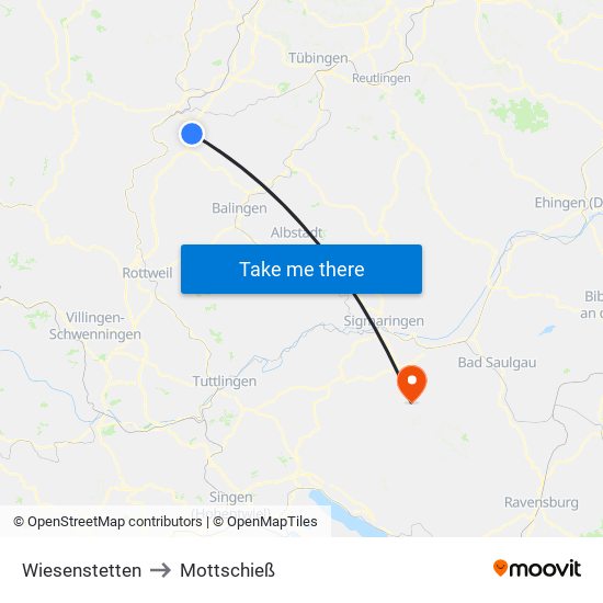 Wiesenstetten to Mottschieß map