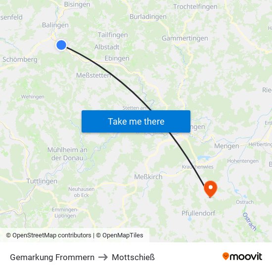 Gemarkung Frommern to Mottschieß map