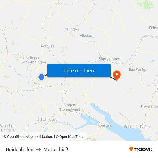 Heidenhofen to Mottschieß map