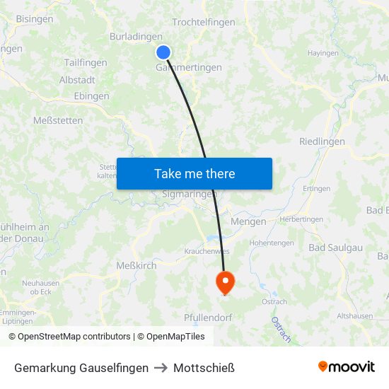 Gemarkung Gauselfingen to Mottschieß map