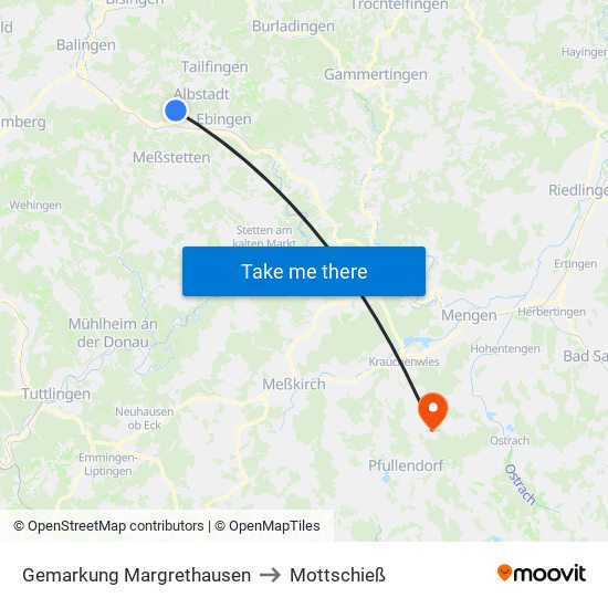 Gemarkung Margrethausen to Mottschieß map