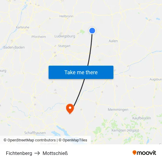 Fichtenberg to Mottschieß map
