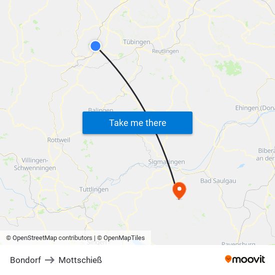 Bondorf to Mottschieß map