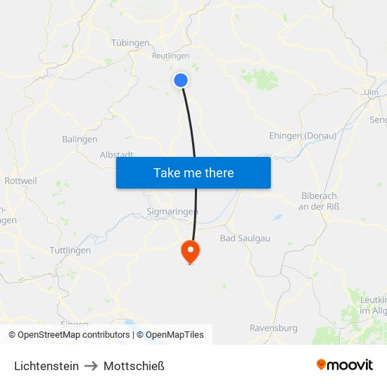 Lichtenstein to Mottschieß map