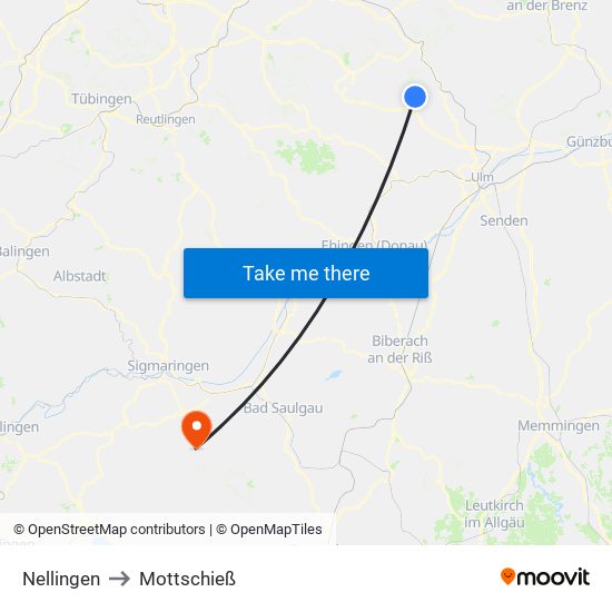 Nellingen to Mottschieß map