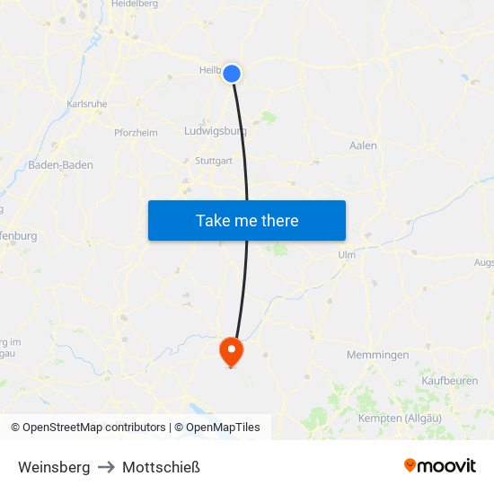 Weinsberg to Mottschieß map