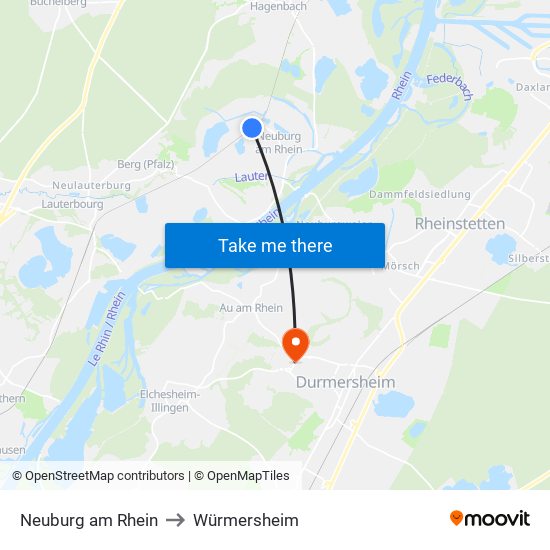 Neuburg am Rhein to Würmersheim map