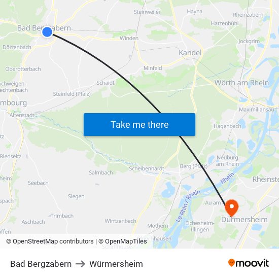 Bad Bergzabern to Würmersheim map