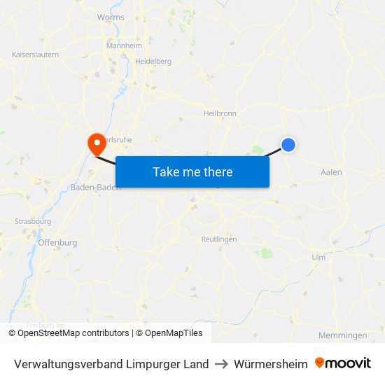 Verwaltungsverband Limpurger Land to Würmersheim map