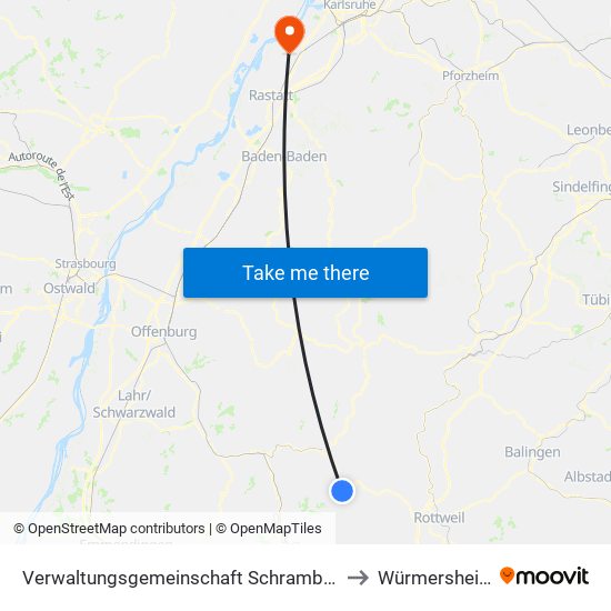 Verwaltungsgemeinschaft Schramberg to Würmersheim map