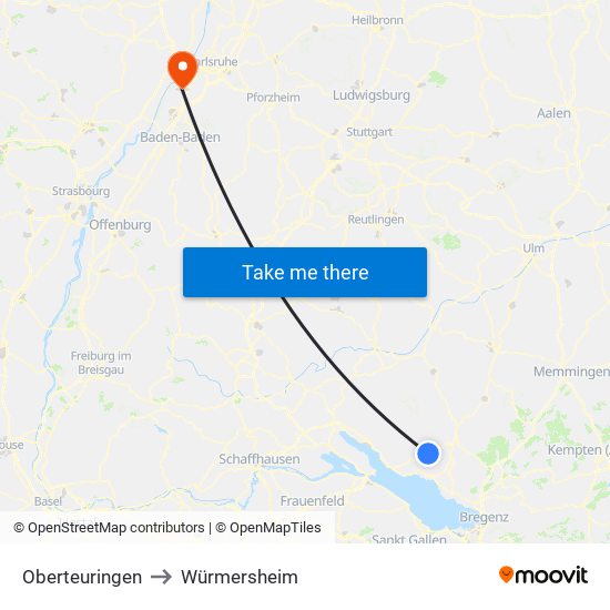 Oberteuringen to Würmersheim map