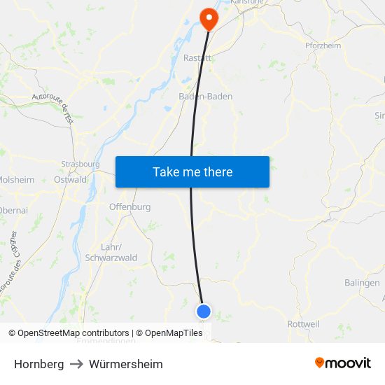 Hornberg to Würmersheim map