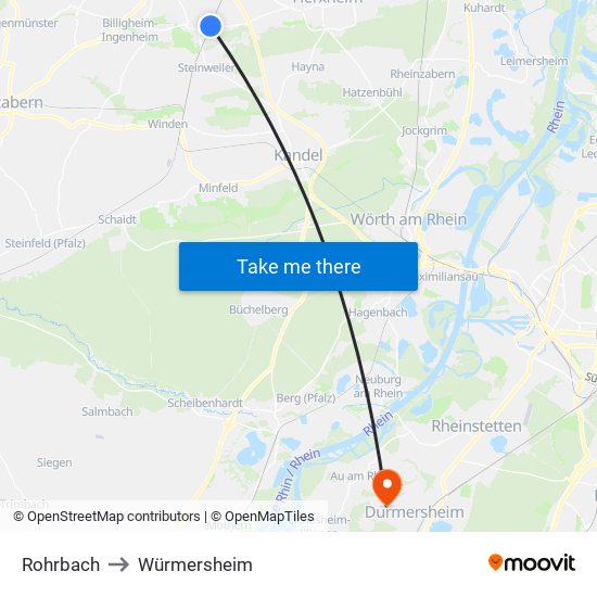 Rohrbach to Würmersheim map